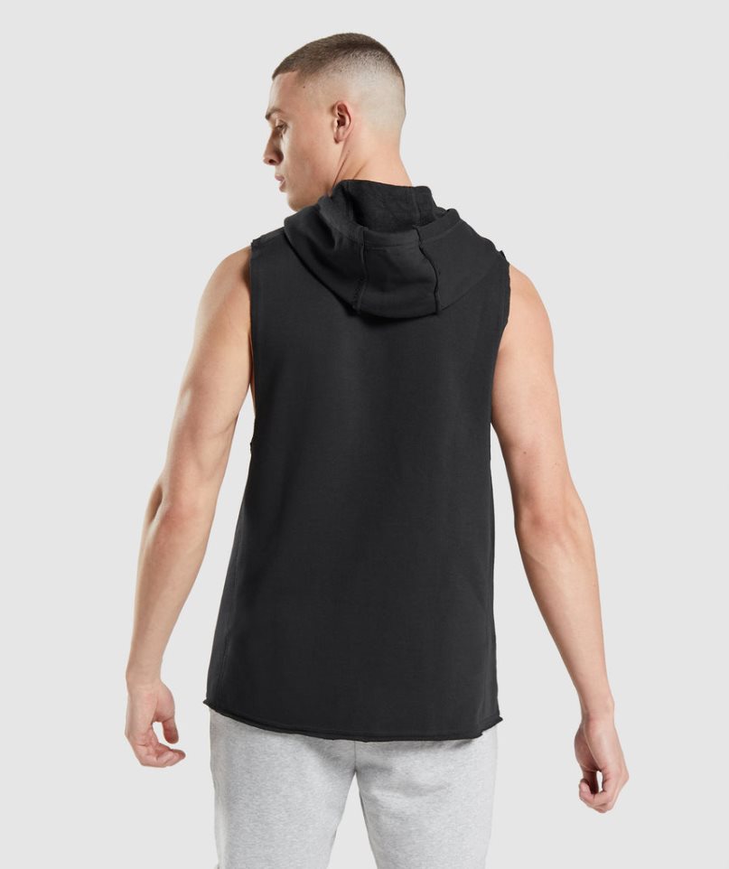 Men's Gymshark Legacy Drop Arm Hoodie Black | CA 0315AN